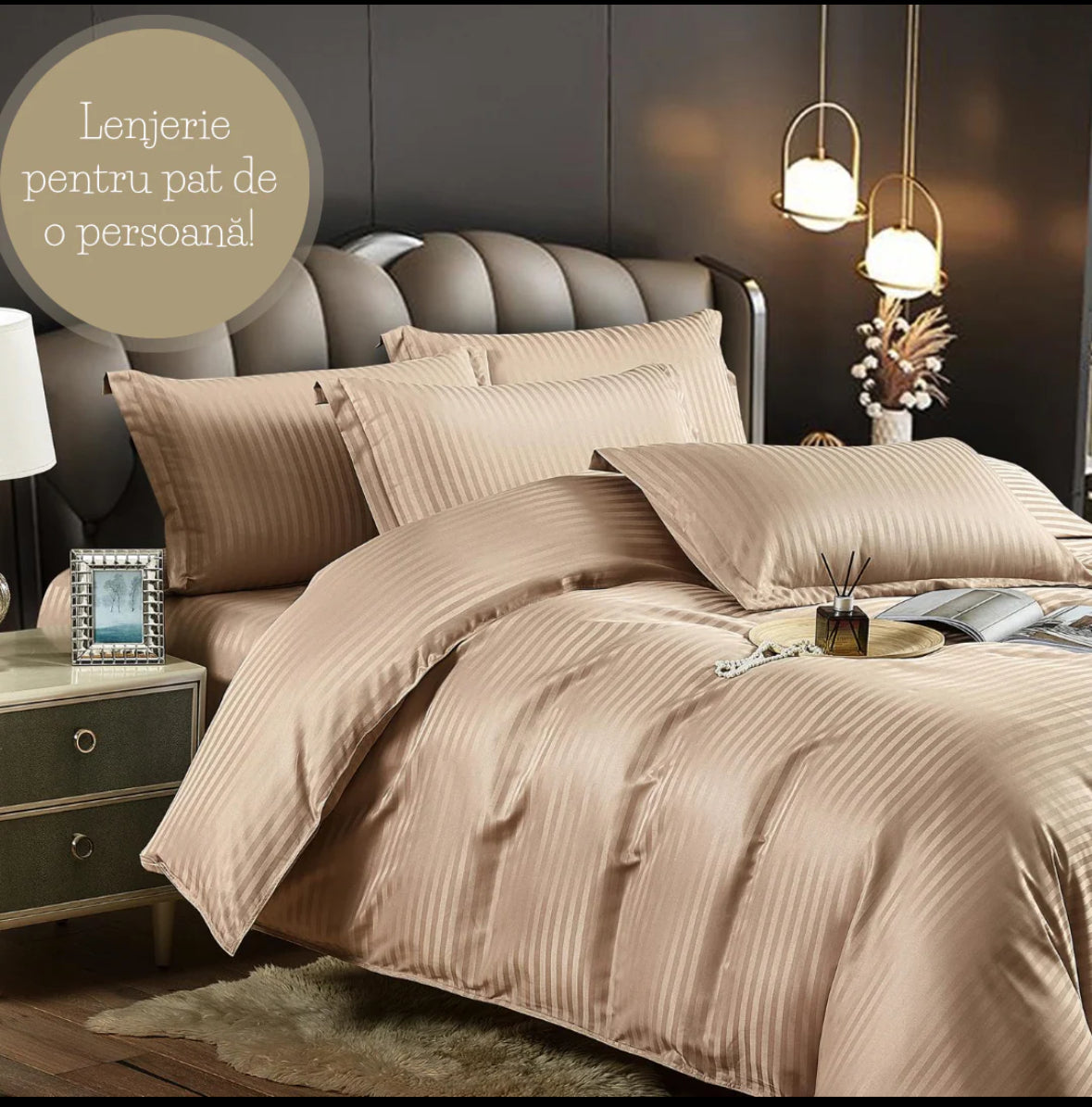 Lenjerie de pat o persoana,155/230 Damasc Deluxe,4 piese