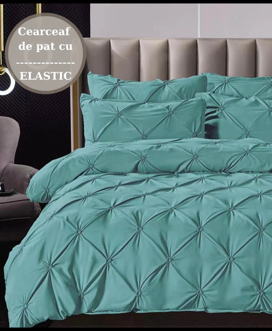 Lenjerie de pat elastic,cu PLIURI,6 piese