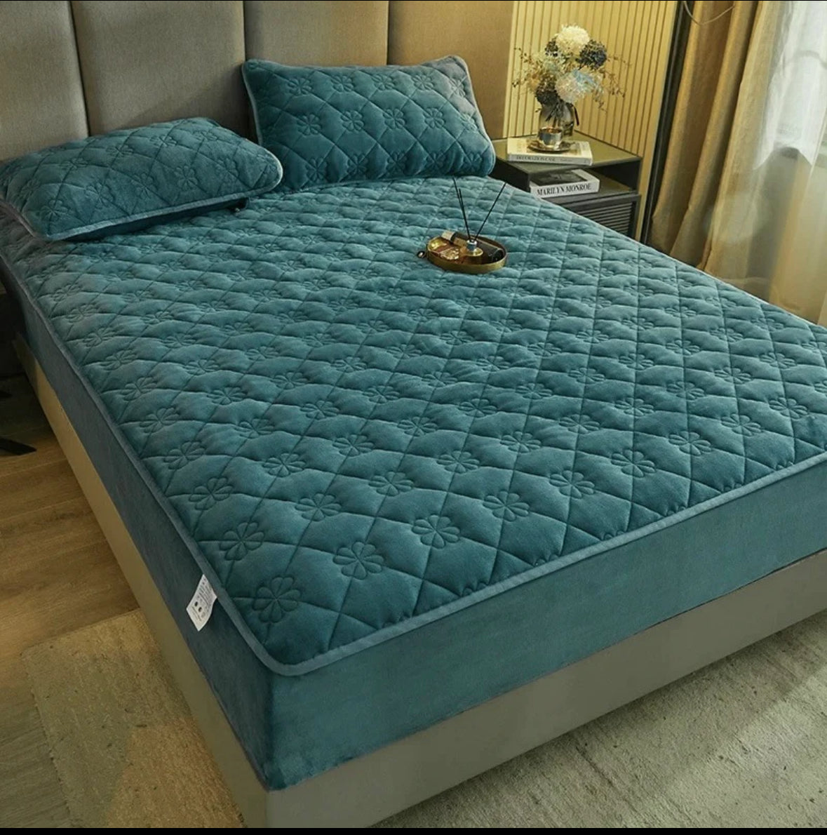 Topper 160/200 pentru saltea cu elastic,+2 fete de perna