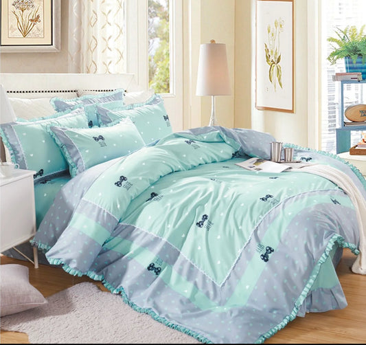 Lenjerie din Bumbac Fin 4 Piese cu volane