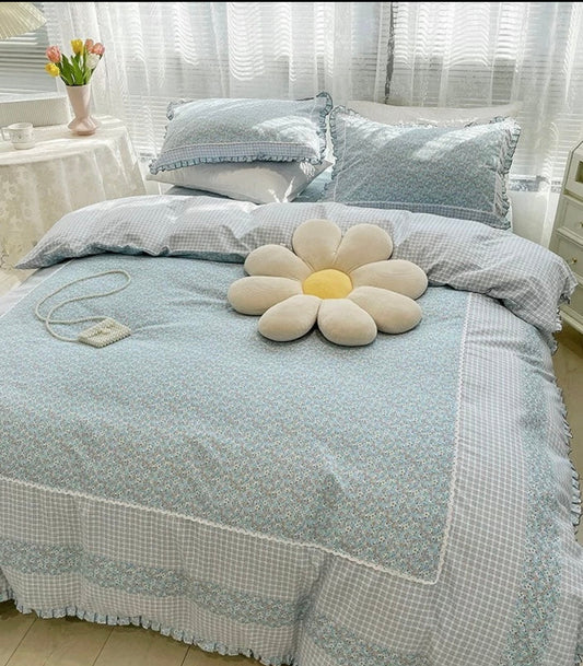 Lenjerie din Bumbac Fin 4 Piese cu volane