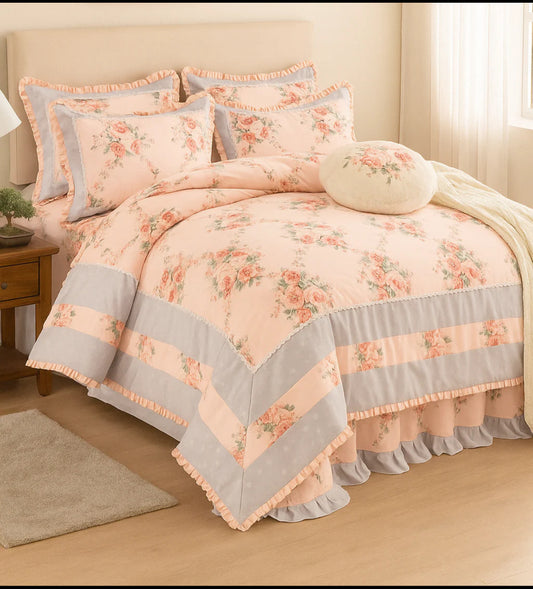 Lenjerie din Bumbac Fin 4 Piese cu volane