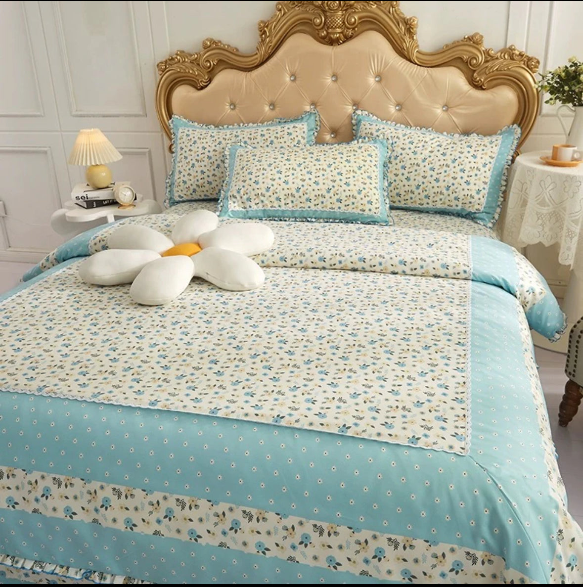 Lenjerie din Bumbac Fin 4 Piese cu volane