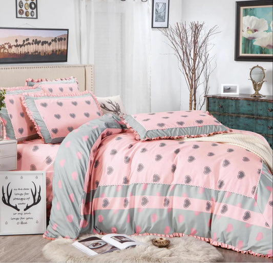 Lenjerie din Bumbac Fin 4 Piese cu volane