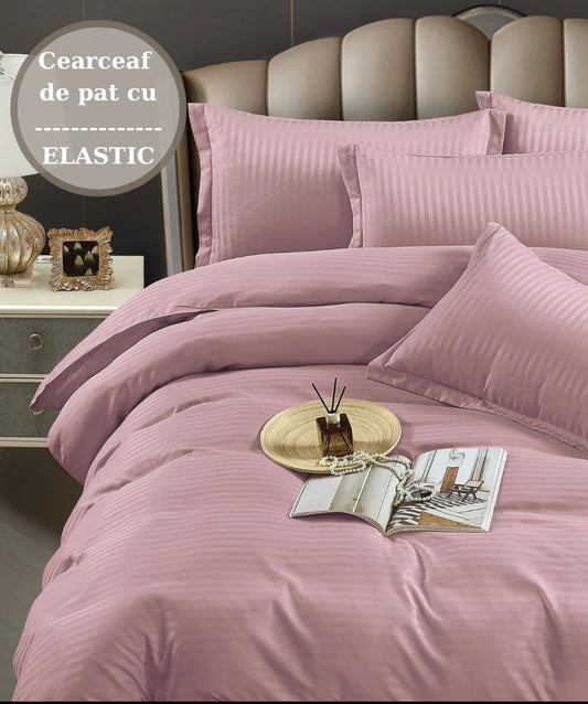 Lenjerie HoReCa,180/200,Damasc DeLux cu ELASTIC,6 piese