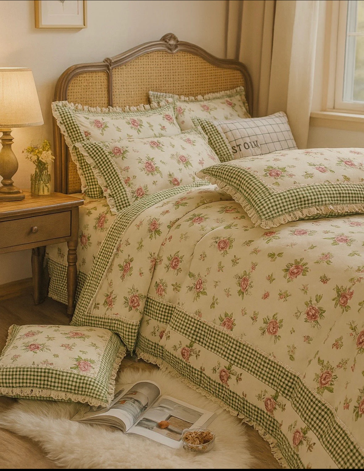 Lenjerie Din Bumbac Fin 4 Piese cu volane