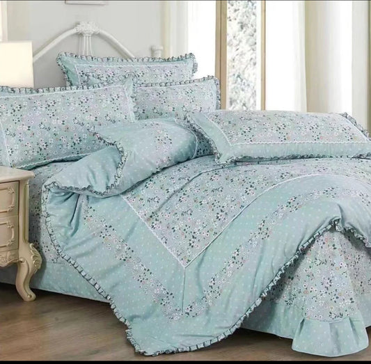 Lenjerie din Bumbac Fin 4 Piese cu volane