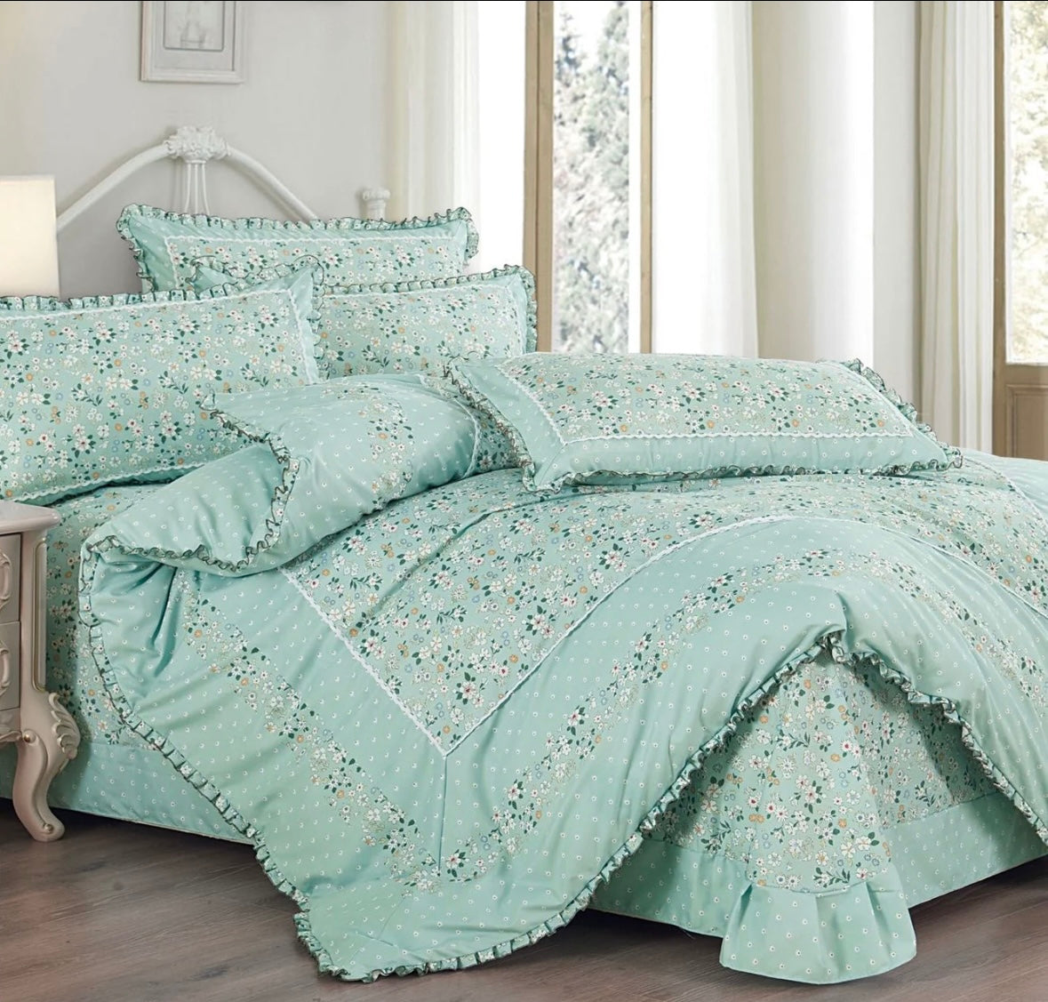 Lenjerie din Bumbac Fin 4 Piese cu volane