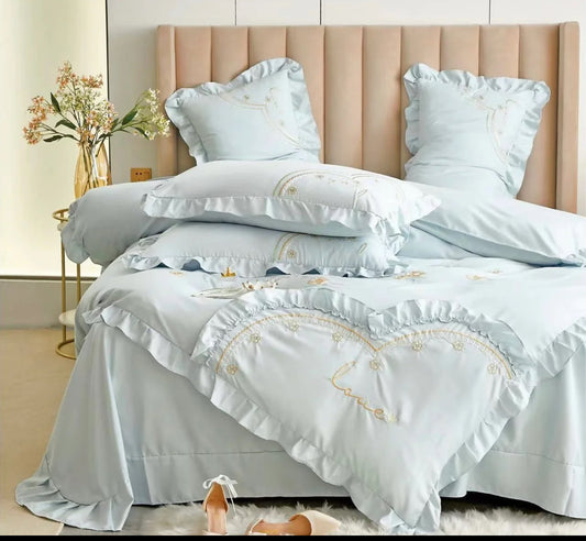 Lenjerie din Bumbac Fin 4 Piese cu volane