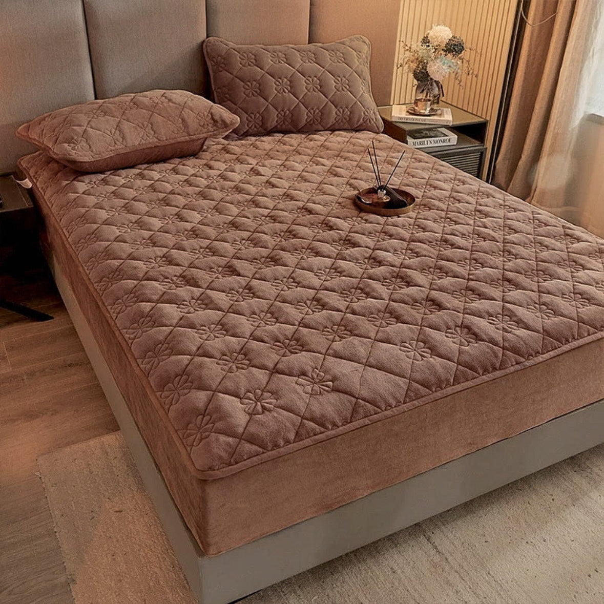 Topper 160/200 pentru saltea cu elastic + 2 fete de perna