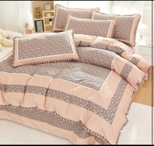 Lenjerie din Bumbac Fin 4 Piese cu volane