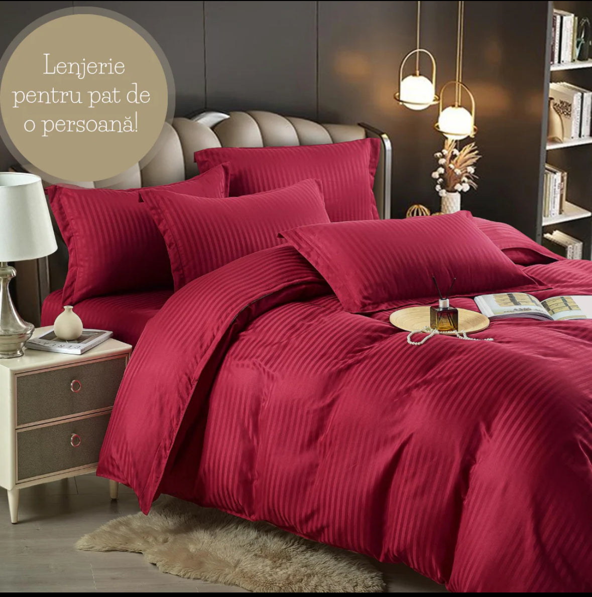 Lenjerie de pat o persoana,155/230 Damasc Deluxe,4 piese