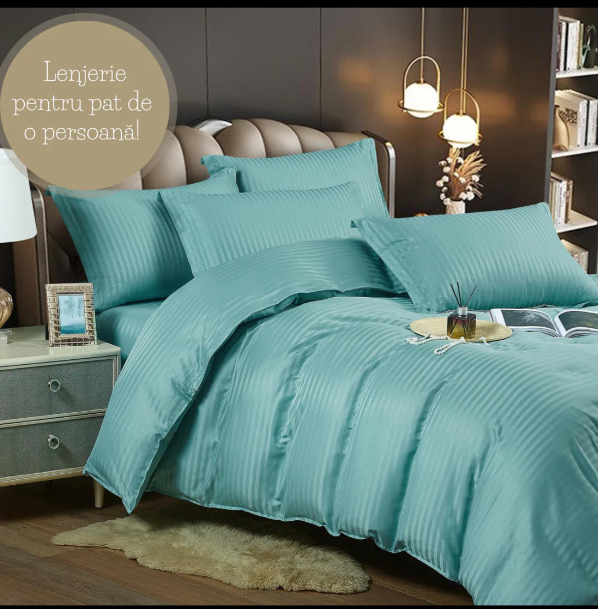 Lenjerie de pat o persoana,155/230 Damasc Deluxe,4 piese