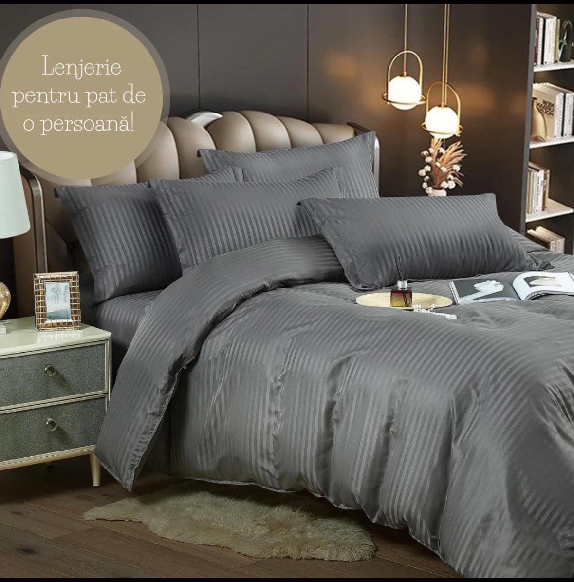 Lenjerie de pat o persoana,155/230 Damasc Deluxe,4 piese