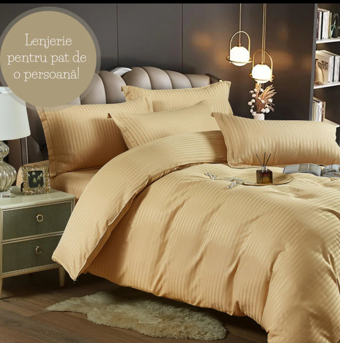 Lenjerie de pat o persoana,155/230 Damasc Deluxe,4 piese