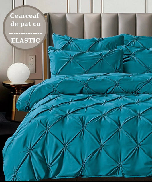 Lenjerie de pat elastic,cu PLIURI,6 piese