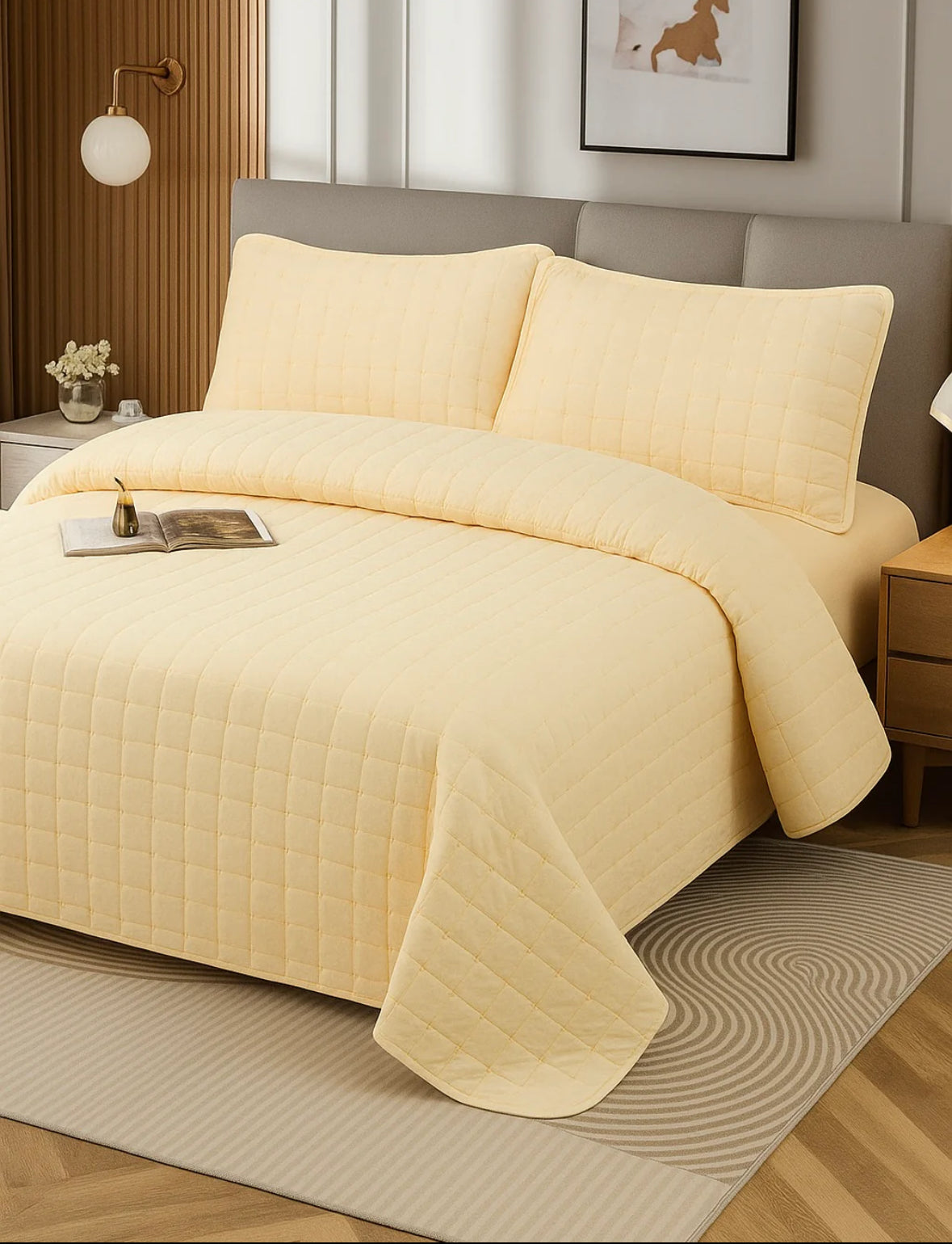 Set cuvertura crem/vanilie DeLux-Eleganta si confort pentru orice dormitor(4 piese)