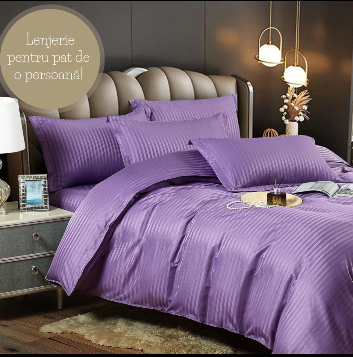 Lenjerie de pat o persoana,155/230 Damasc Deluxe,4 piese