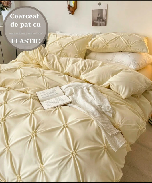 Lenjerie de pat elastic,cu PLIURI,6 piese