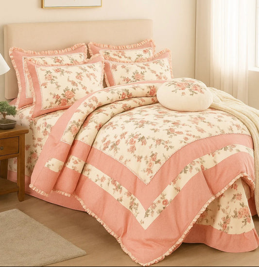 Lenjerie din Bumbac Fin 4 Piese cu volane