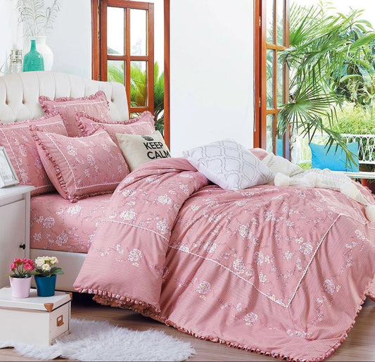 Lenjerie din Bumbac Fin 4 Piese cu volane