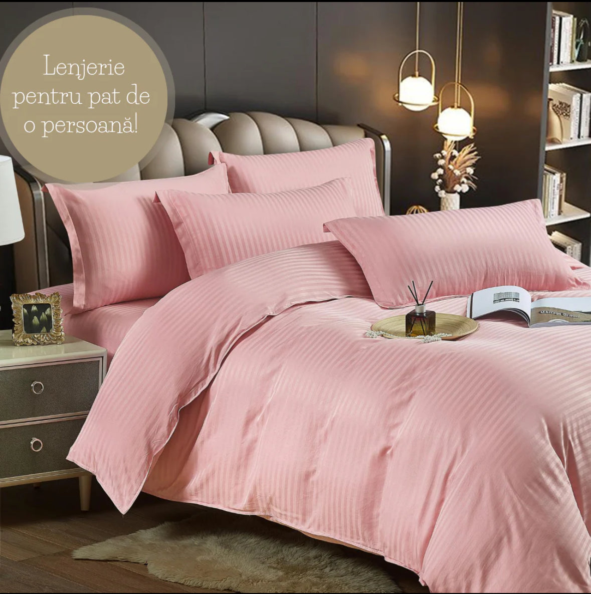 Lenjerie de pat o persoana,155/230 Damasc Deluxe,4 piese