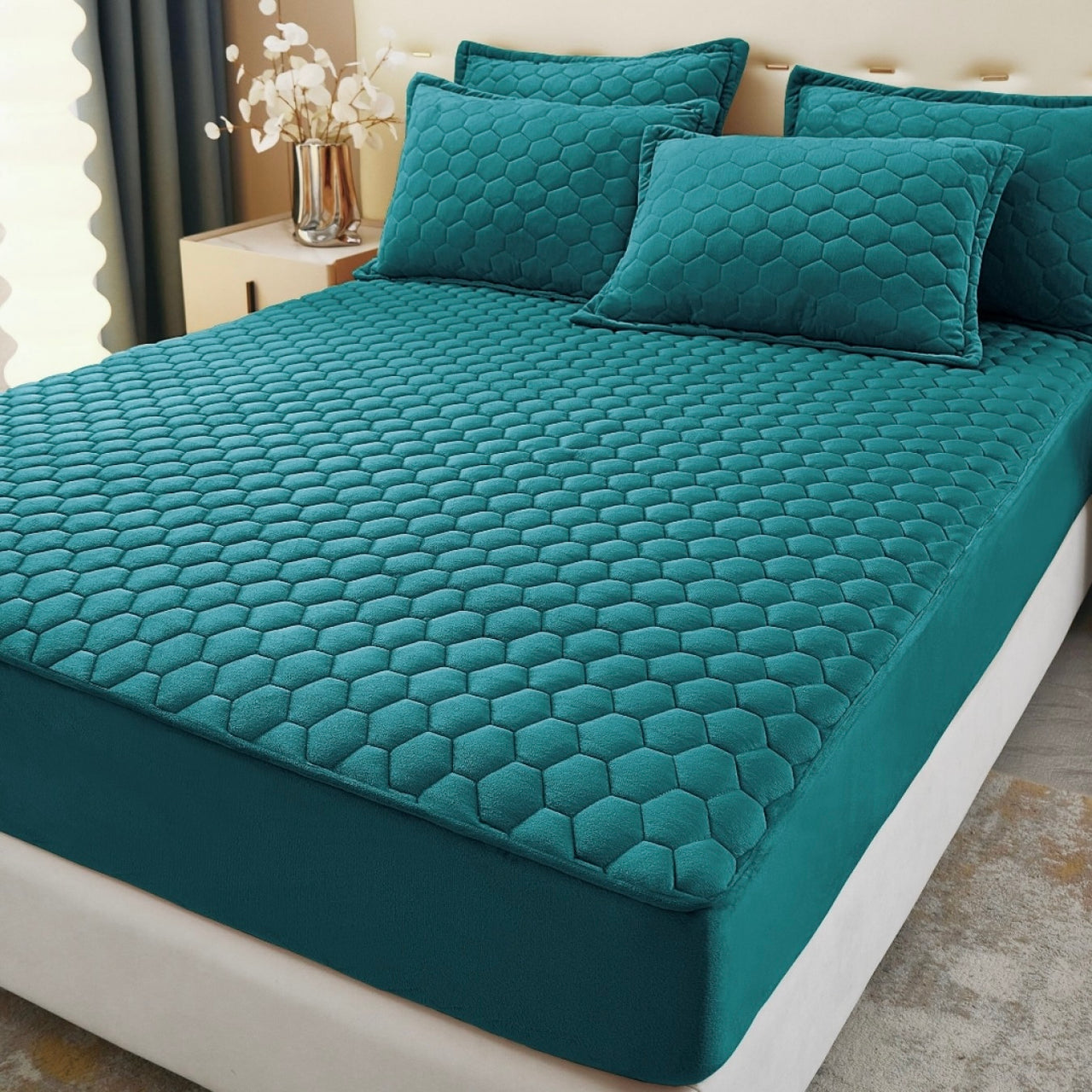 Topper 160/200 pentru saltea cu elastic,+2 fete de perna
